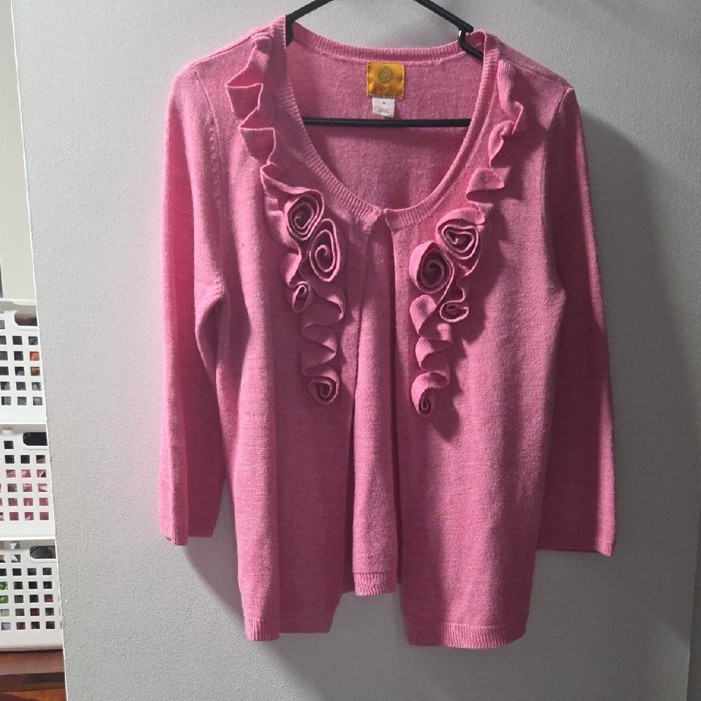 Ruby Rd. Pink Ruffle Accent Blouse - image 1